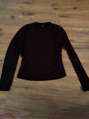 SHEIN Black Long Sleeve Crewneck Top